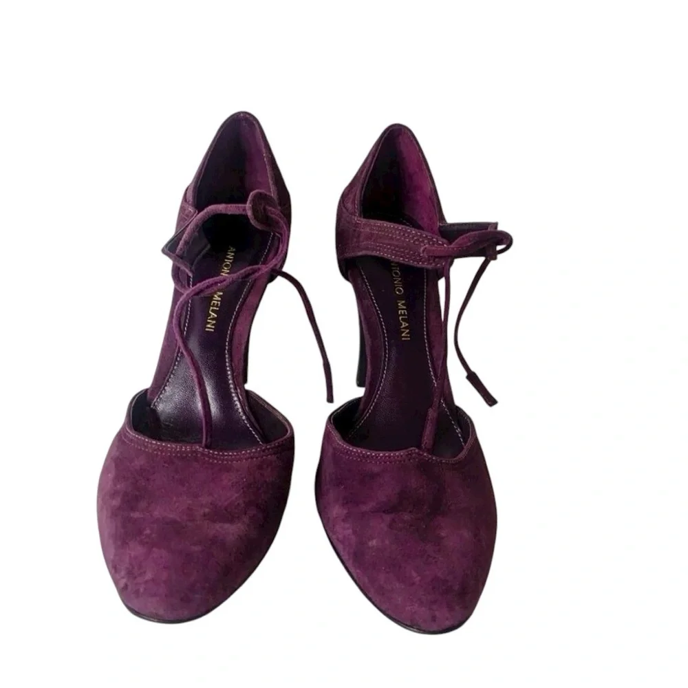 ANTONIO MELANI Purple Suede Heels w/ ankle ties